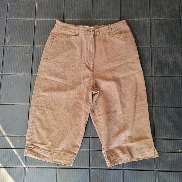 Talbots Women's Croped Pants Khaki Tan Irish Linen Blend Capri Sz 8 - Picture 1 of 10